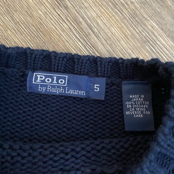 VTG 90s Unisex Kids Polo Ralph Lauren Navy American Flag Sweater Japan EUC Sz 5 - Picture 2 of 3